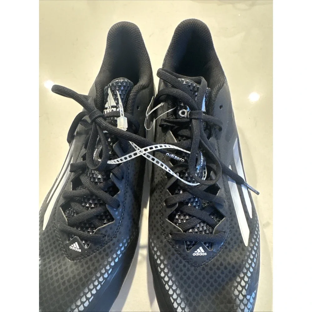 Adidas Adizero Football Cleats Mens Size 8 Black White Lace Up